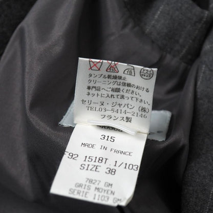 Celine Tailored Jacket 38 Striped Blue Leather Single