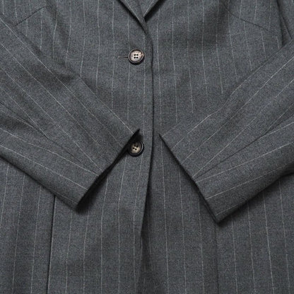 Celine Tailored Jacket 38 Striped Blue Leather Single