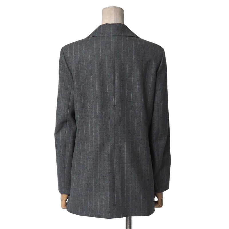 Celine Tailored Jacket 38 Striped Blue Leather Single