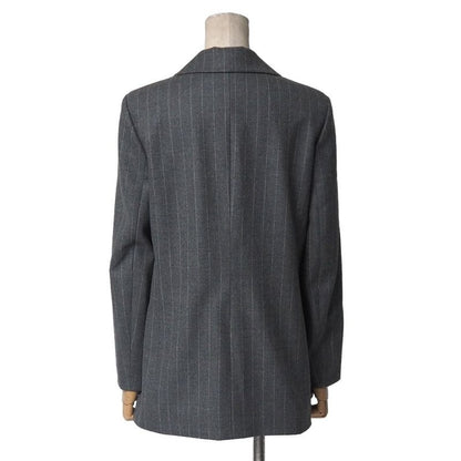 Celine Tailored Jacket 38 Striped Blue Leather Single