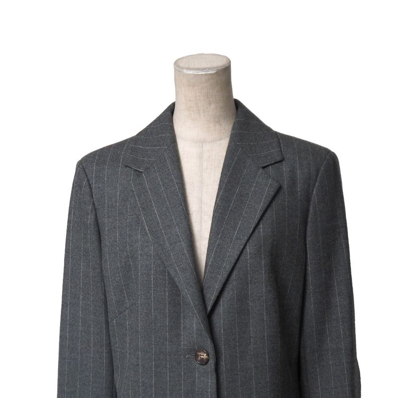 Celine Tailored Jacket 38 Striped Blue Leather Single
