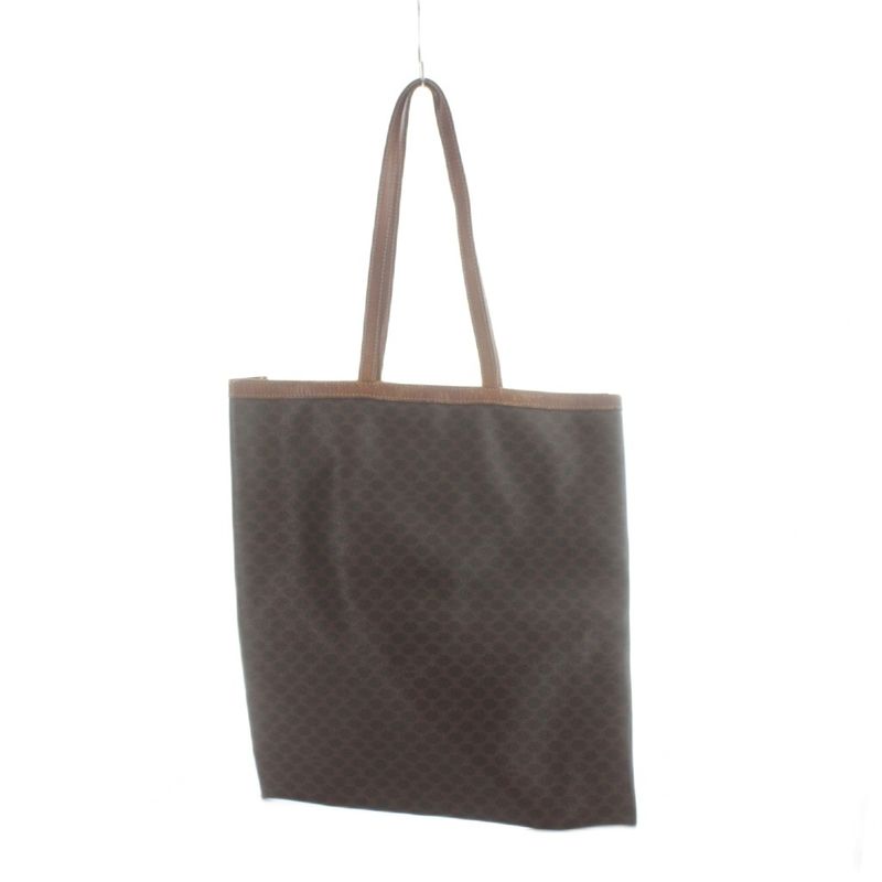Celine Vintage Tote Hand Leather Macadam Triomphe Logo All Over Pattern Brown