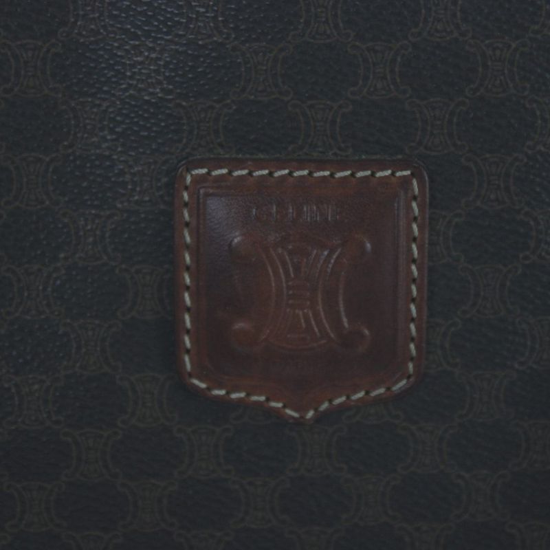 Celine Vintage Tote Hand Leather Macadam Triomphe Logo All Over Pattern Brown