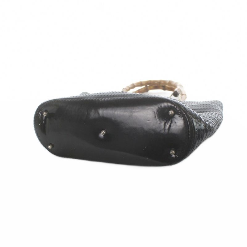 Gucci Bamboo Handbag Tote Leather Black