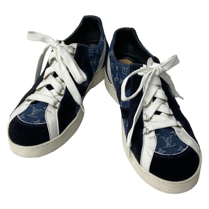 Louis Vuitton Sneakers 7 Blue Dark Navy White Leather