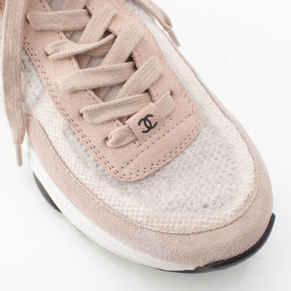 Chanel CC Logo Knit Socks Sneakers Shoes Pink 36
