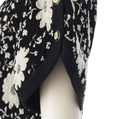 Chanel Cotton Rayon Flower Embroidery Knit Dress Black White 34
