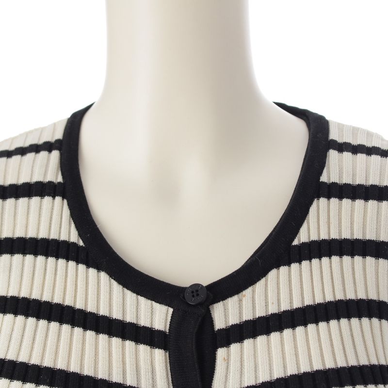 Chanel Cotton CC Logo Border Knit Ensemble Black White 40 Cardigan