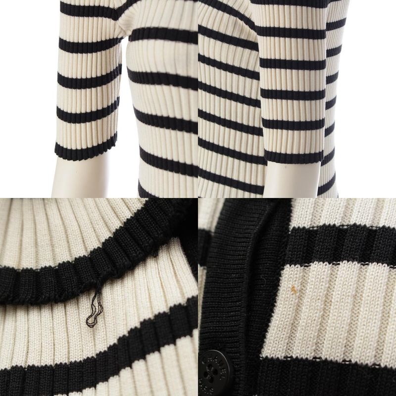 Chanel Cotton CC Logo Border Knit Ensemble Black White 40 Cardigan