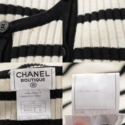 Chanel Cotton CC Logo Border Knit Ensemble Black White 40 Cardigan
