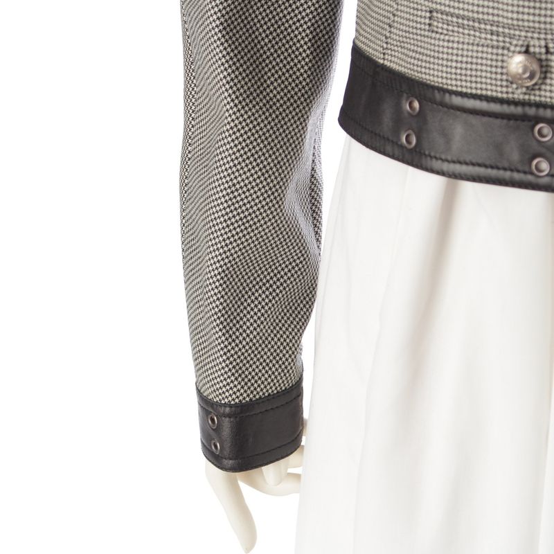 Dior Lamb Leather Wool Galiano Era Houndstooth Jacket Black