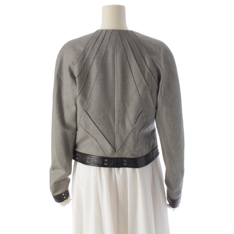 Dior Lamb Leather Wool Galiano Era Houndstooth Jacket Black
