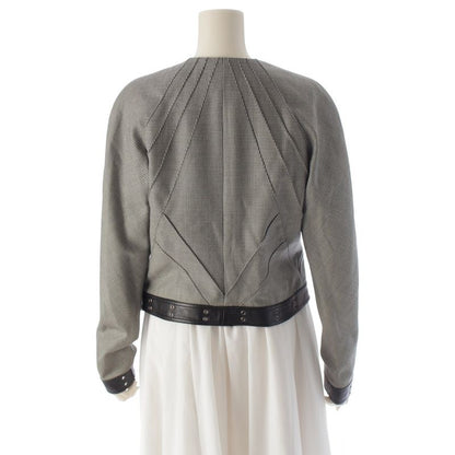 Dior Lamb Leather Wool Galiano Era Houndstooth Jacket Black