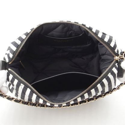 Chanel Cocobichi Large Hobo Striped Shoulder Handbag Pouch Black White