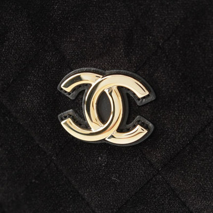 Chanel Velvet CC Logo Top Handle Chain Shoulder Bag Black