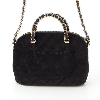 Chanel Velvet CC Logo Top Handle Chain Shoulder Bag Black