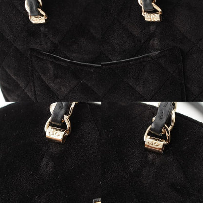 Chanel Velvet CC Logo Top Handle Chain Shoulder Bag Black