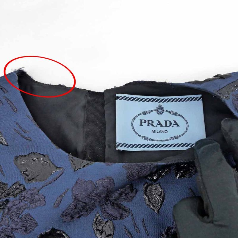 Prada Dress Embroidery Blue 40