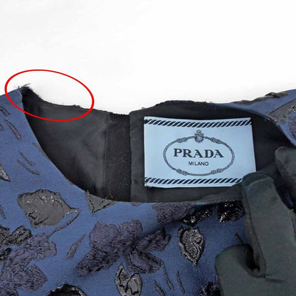 Prada Dress Embroidery Blue 40