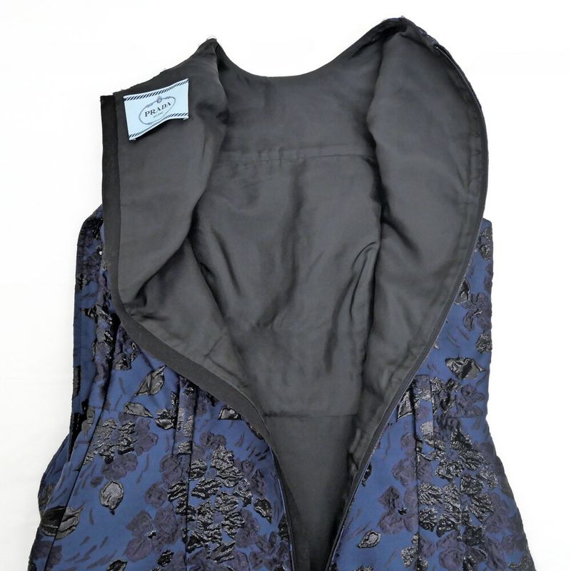Prada Dress Embroidery Blue 40