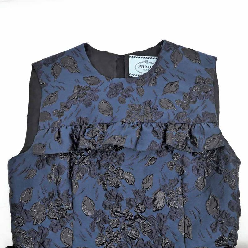 Prada Dress Embroidery Blue 40
