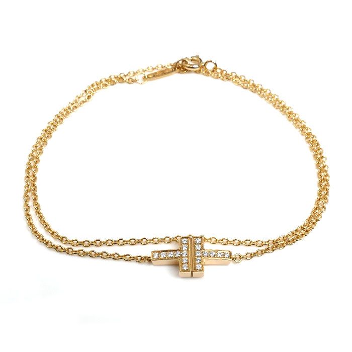 Tiffany & Co 18k Pink Gold T Two Diamond Bracelet