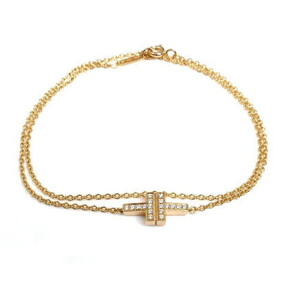 Tiffany & Co 18k Pink Gold T Two Diamond Bracelet