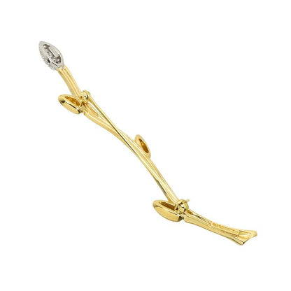 Tiffany & Co Leaf Motif Diamond Brooch 18k YG Yellow Gold 750 Pt