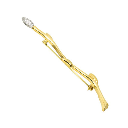 Tiffany & Co Leaf Motif Diamond Brooch 18k YG Yellow Gold 750 Pt