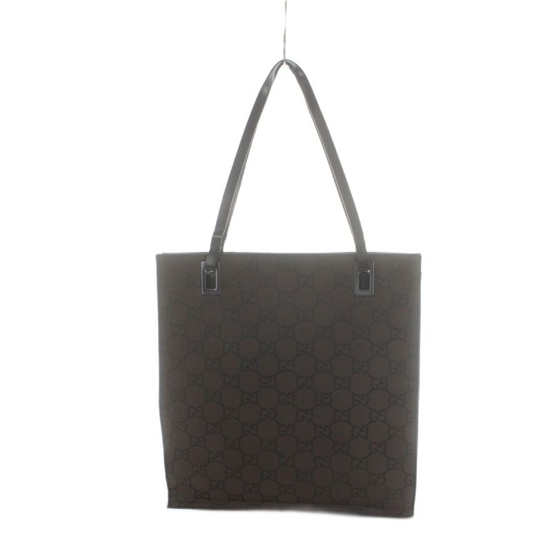 Gucci GG Tote Shoulder Nylon Canvas All Over Pattern Brown