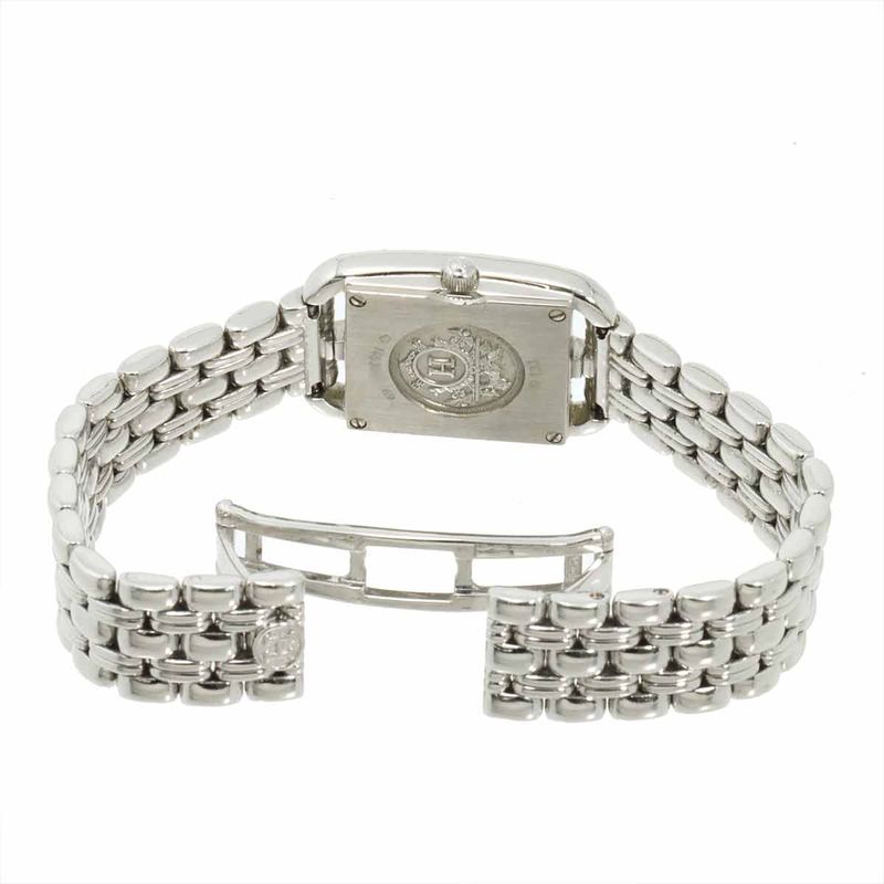 Hermes Cape Cod Mini Cc1 192 Watch Diamond Bezel White Shell 18k Gold Quartz