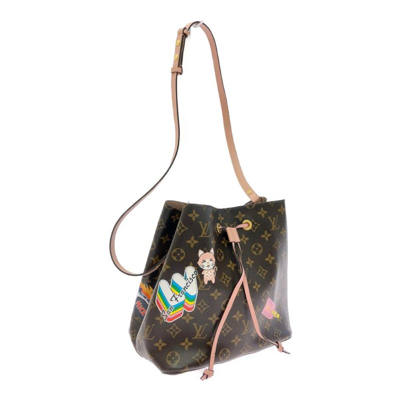 Louis Vuitton Monogram Neo Noe MM Shoulder Bag with Initials Brown