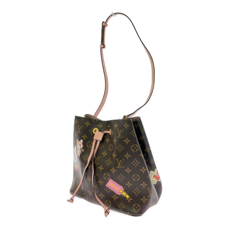 Louis Vuitton Monogram Neo Noe MM Shoulder Bag with Initials Brown