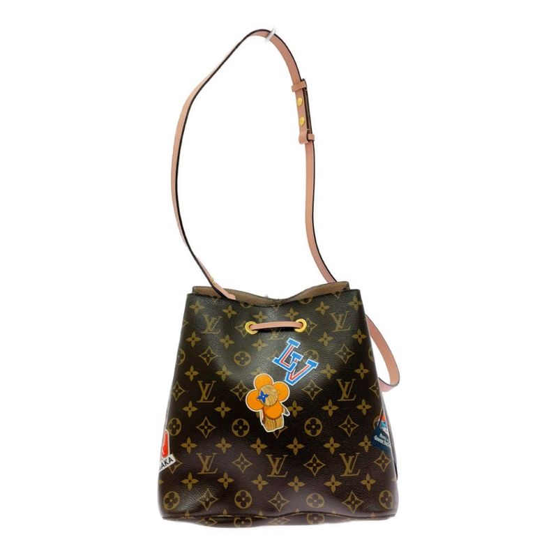 Louis Vuitton Monogram Neo Noe MM Shoulder Bag with Initials Brown