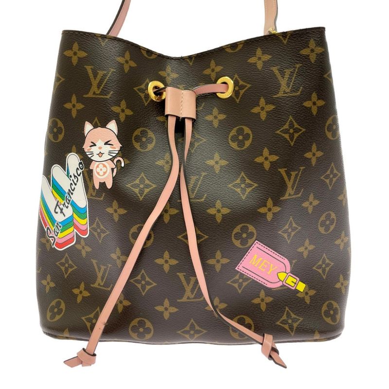 Louis Vuitton Monogram Neo Noe MM Shoulder Bag with Initials Brown