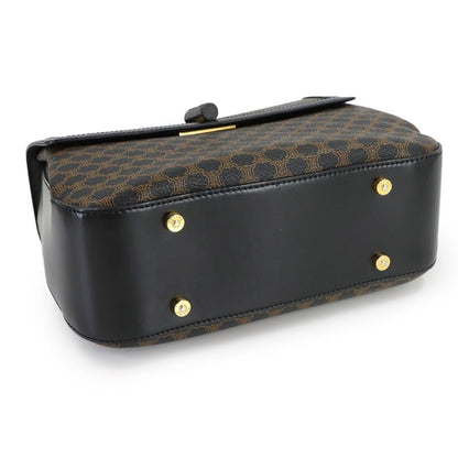 Celine Macadam 2-Way Bag Leather Black Brown Gold