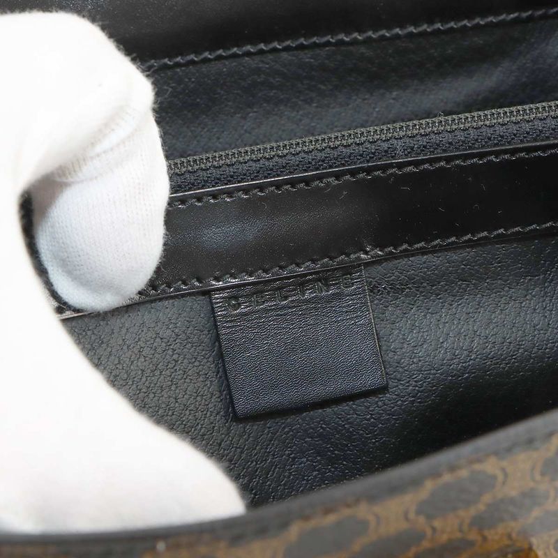Celine Macadam 2-Way Bag Leather Black Brown Gold