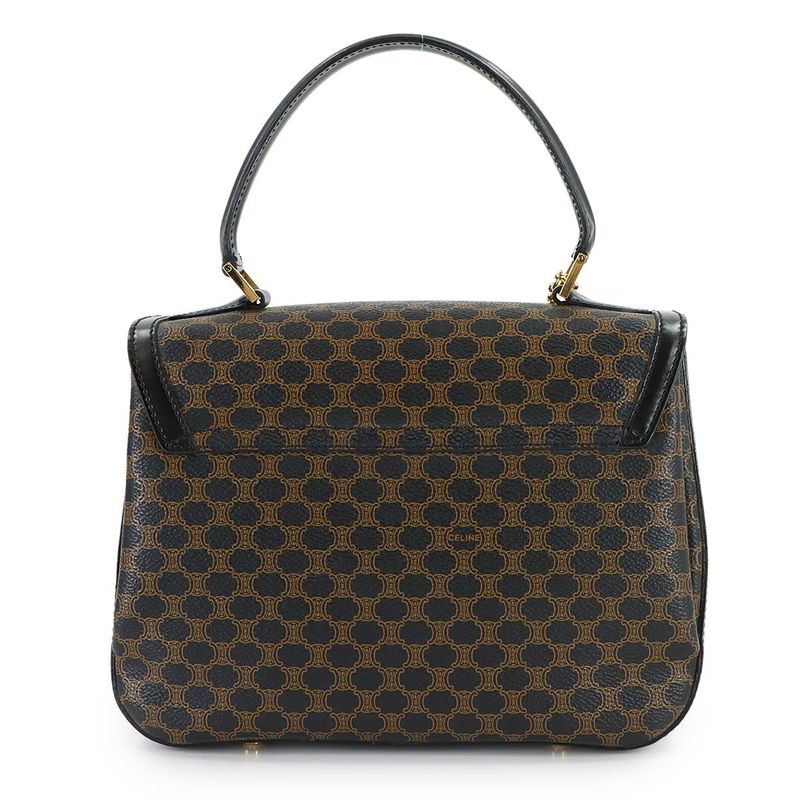 Celine Macadam 2-Way Bag Leather Black Brown Gold