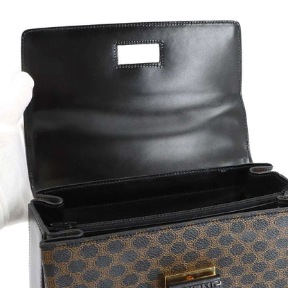 Celine Macadam 2-Way Bag Leather Black Brown Gold