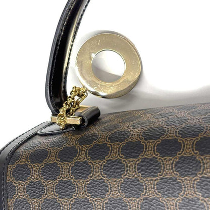 Celine Macadam 2-Way Bag Leather Black Brown Gold