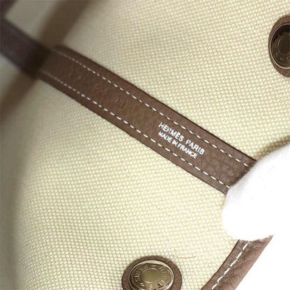 Hermes Garden Party 36 PM Tote Toile Military Negonda Beton Etoupe