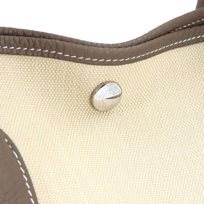 Hermes Garden Party 36 PM Tote Toile Military Negonda Beton Etoupe