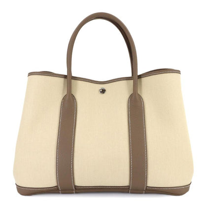 Hermes Garden Party 36 PM Tote Toile Military Negonda Beton Etoupe