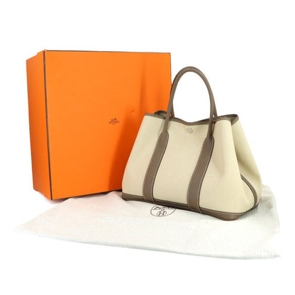 Hermes Garden Party 36 PM Tote Toile Military Negonda Beton Etoupe