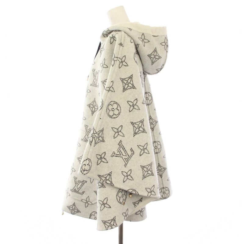 Louis Vuitton Reversible Monogram Mahina Cape Poncho Hoodie Mid Length TU White