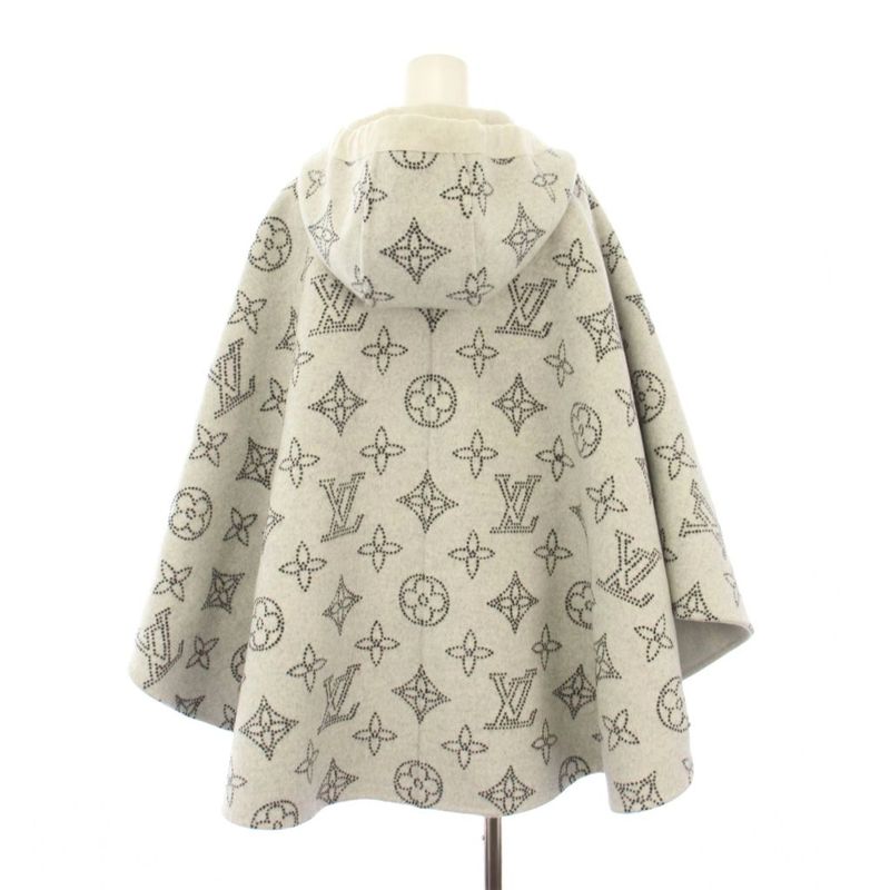 Louis Vuitton Reversible Monogram Mahina Cape Poncho Hoodie Mid Length TU White