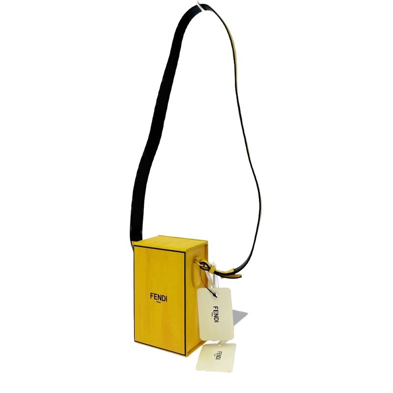 Fendi Leather Box Shoulder Bag Yellow