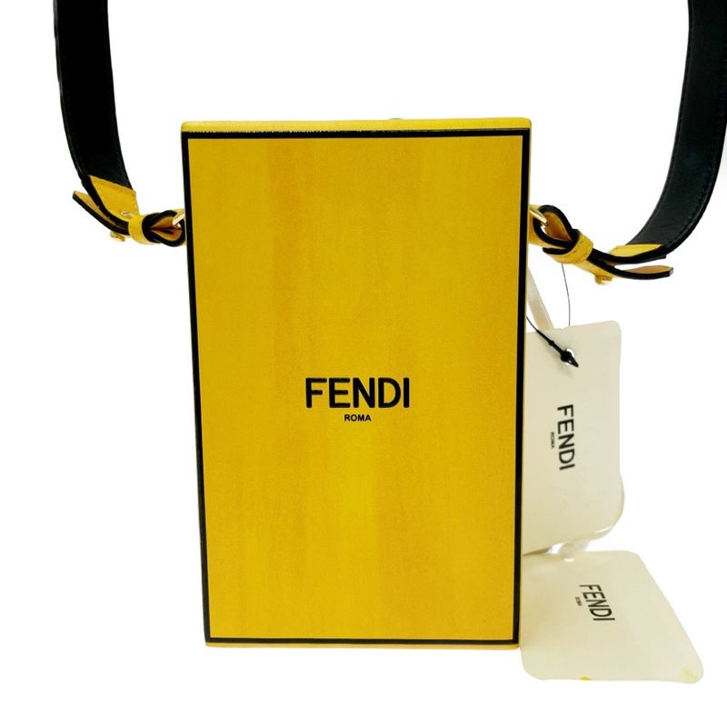 Fendi Leather Box Shoulder Bag Yellow