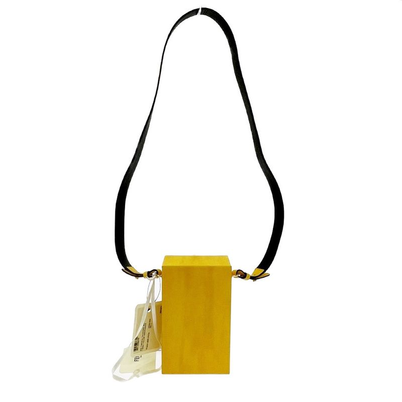 Fendi Leather Box Shoulder Bag Yellow