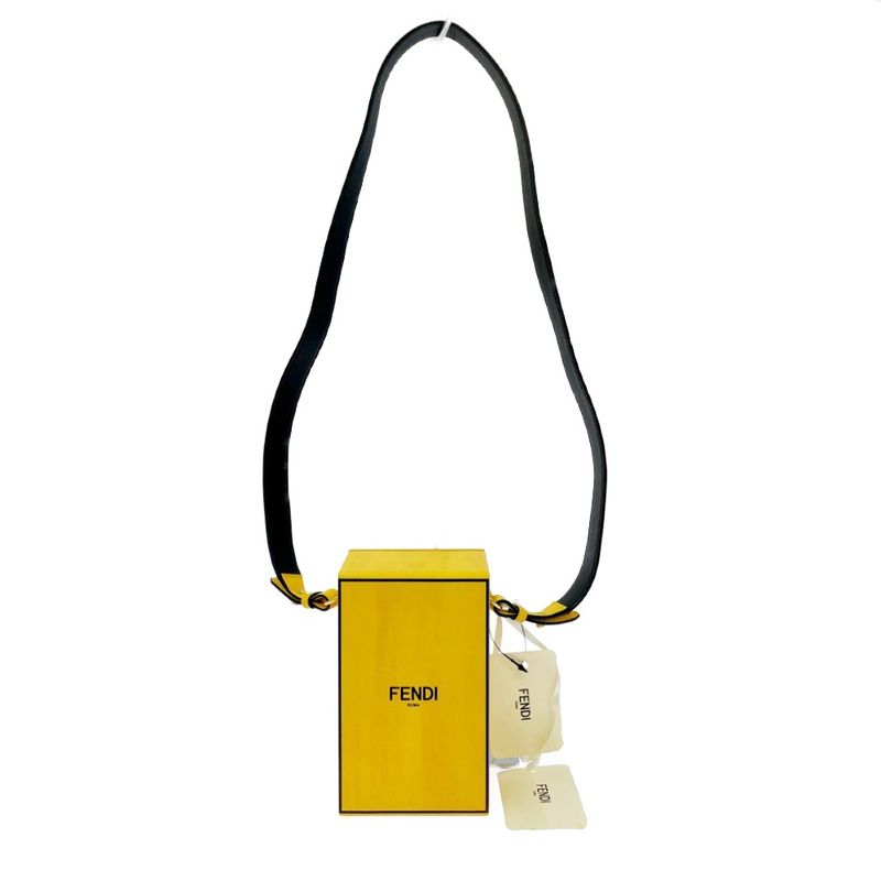 Fendi Leather Box Shoulder Bag Yellow